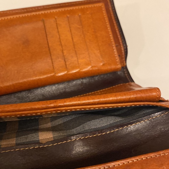 Vintage Women’s Tuscany Leather Adriano Leather Wallet Document 2 Tone Black/Tan - Picture 11 of 16